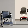 Manual And Electric Wheelchair Design With Blue Gray Seats And Red Base
