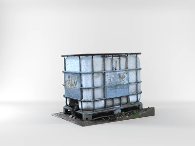 Industrial Heavy Duty Metal Fire Water Tank With Compartments On Base 3d model