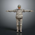 Game Movie Character Wearing Camouflage Uniform With Helmet And Goggles Arms Outstretched