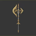 Golden Ornate Fantasy Weapon With Intricate Designs And Shiny Finish
