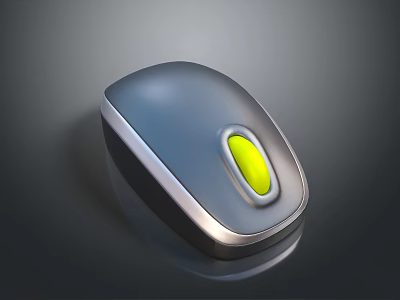Modern Gray Computer Mouse With Yellow Scroll Wheel and Sleek Ergonomic Design 3d model