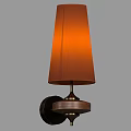 Stylish Modern Wall Lamp With Orange Fabric Lampshade And Wooden Base Design