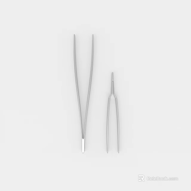 Stainless Steel Tweezers Set for Household Use with Two Different Sizes 3d model 
