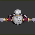 Elven Fantasy Character with White Hair Purple Skin in Red Gold Robe Standing Arms Outstretched