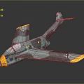 Detailed Military Airplane Design With Blue Green Camouflage Paint Yellow Wings And Nose