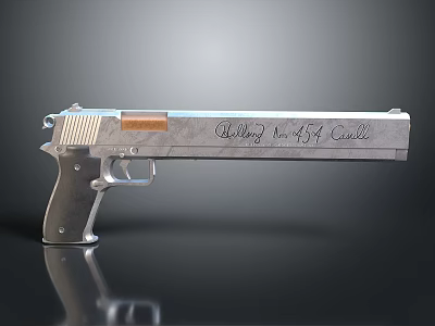 Dirty Harry 44 Magnum Revolver With Silver Metal Body And Wooden Grip 3d model