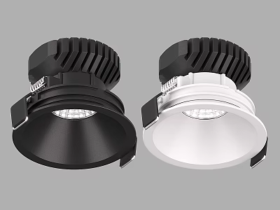 Modern Black And White Recessed LED Downlights With Heat Dissipation Structure 3d model