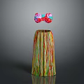 Fashionable Colorful Fringed Skirt With Pink Red Sequined Bow Decorative Design