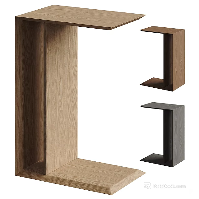 Modern Stylish Side Table With Wooden And Black Designs For Home Living Space 3d model 