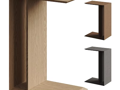 Modern Stylish Side Table With Wooden And Black Designs For Home Living Space 3d model