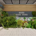Beautiful Courtyard Garden With Lush Plants Trees Stone Path And Soft Lighting