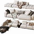 Modern double sofa multiplayer sofa corner sofa 3d model