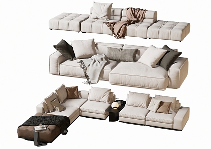 Modern double sofa multiplayer sofa corner sofa 3d model