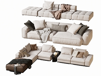 Modern double sofa multiplayer sofa corner sofa 3d model