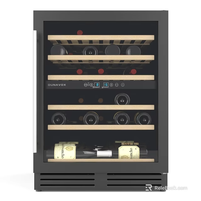Chivenver Wine Cooler With Glass Door Digital Control And Wooden Bottle Shelves 3d model 