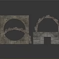 Decorative Stone Architectural Elements With Various Arched Circular And Rectangular Frames 3d model