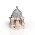 Classical Dome Building Model With Octagonal Base Columns Arches And Spire 3d model