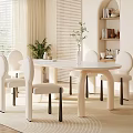Modern Oval Dining Table Set With Four Cream Colored Chairs And Beige Rug