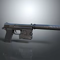 Modern Black Tactical Pistol with Suppressor Attachment and Sleek Design 3d model