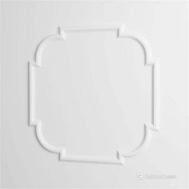 White Square Carved Sculpture Frame With Intricate Ornate Decorative Details 3d model 