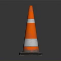 High Visibility Orange Traffic Cone With Silver Reflective Stripes And Black Base 3d model