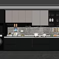 Modern Dark Gray Kitchen With Cabinetry Countertop And Window View 3d model