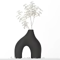 Modern Decorative Ornaments Set With Various Shaped Vases Green Plants And Dried Flowers