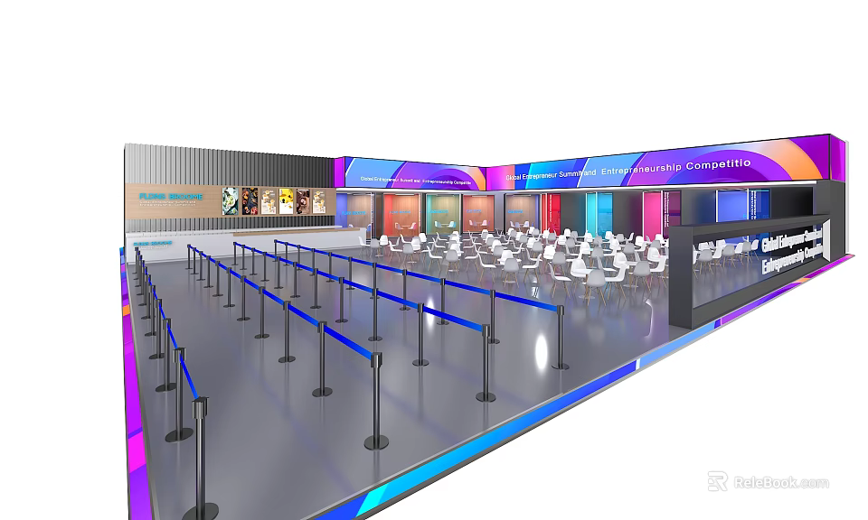 Modern Leisure Area With Comfortable Seating Colorful Decor Open Layout And Bright Lighting 3d model 
