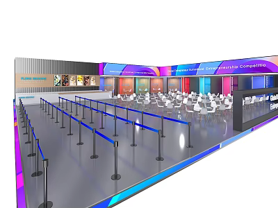 Modern Leisure Area With Comfortable Seating Colorful Decor Open Layout And Bright Lighting 3d model