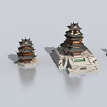 Ancient Chinese Architecture With Multi Layered Structure Overhanging Eaves And Stone Platform Base 3d model