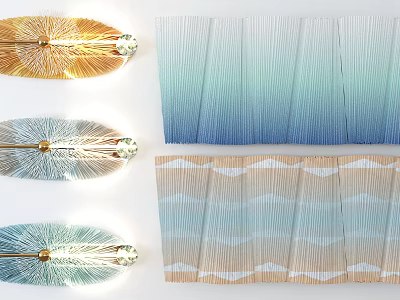 Modern Decorative Wall Decor With Wavy Textured Panels And Metallic Accents 3d model