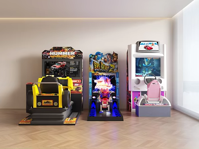 Amusement Park With Various Arcade Game Machines 3d model