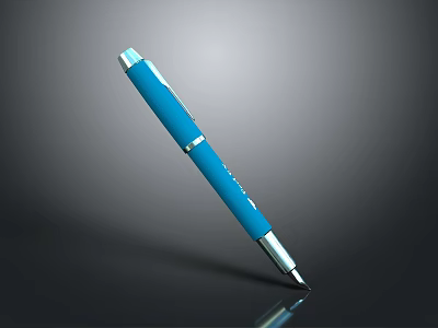 Blue Metallic Accent Pen With Smooth Writing For Everyday Use Essentials 3d model