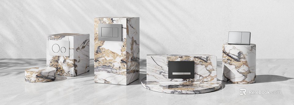 Modern Marble Switch Panels With Elegant White And Golden Veins Design 3d model 