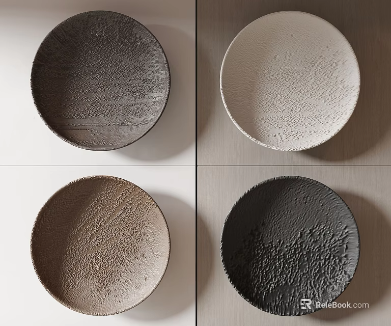 Round Textured Wall Decor in Neutral Tones for Modern Interior Decoration 3d model