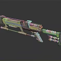 Futuristic Sci Fi Weapon With Metallic Frame Neon Blue Accents And Advanced Barrel Design