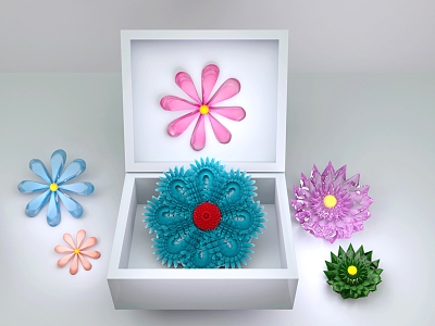 Modern jewelry rhinestone flower 3d model