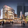 modern commercial square building 3d model