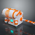 Industrial Equipment Featuring White And Orange Cylindrical Tank Mechanical Arm Control Panel