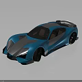 Blue And Silver Sports Car With Sleek Aerodynamic Body And Rear Spoiler