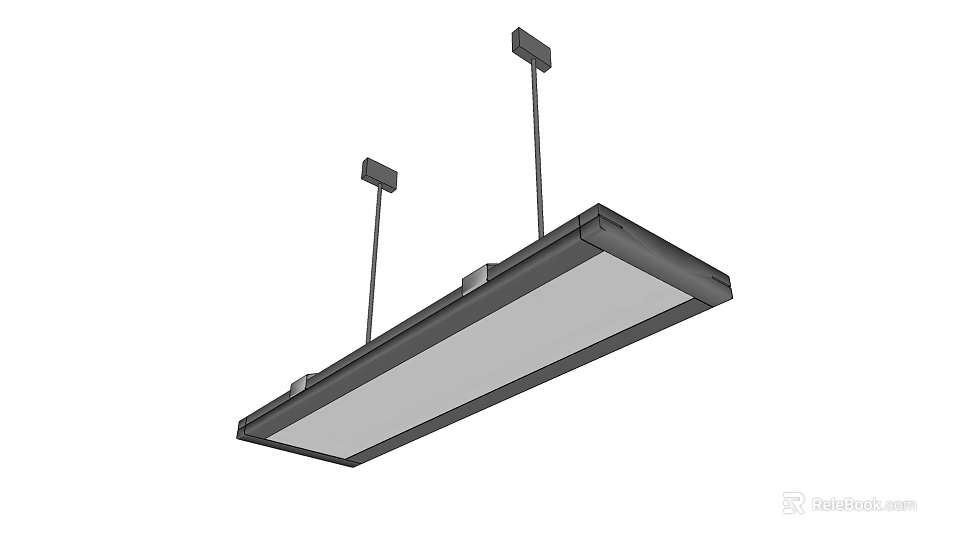 Modern Rectangular Pendant Light With Sleek Black Frame And Double Hanging Rods 3d model