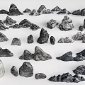 Natural Decorative Stones And Wood Pieces In Various Shapes And Sizes
