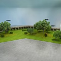 Well Designed Garden Landscape With Osmanthus Trees Balls Shrubs And Green Lawn