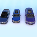 Different Car Models with Sedans and SUVs in Various Colors Displayed 3d model