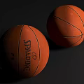 Two Spalding Basketballs With Orange Color And NBA Logo For Sports Equipment