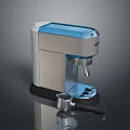 Sleek Modern Silver Blue Coffee Machine With Portafilter And Control Panel 3d model