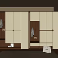 Modern Shoe Cabinet Interior Design With Light Colored Cabinets Wooden Accents And Hanging Storage