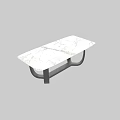 Modern Rectangular Dining Table With Marble Top And Black Metal Legs 3d model