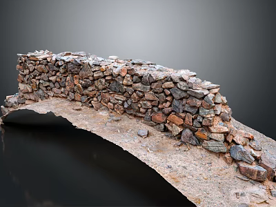 Natural Stone Wall Structure Featuring Varied Rock Sizes And Earthy Rustic Texture Design 3d model