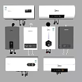 Midea Water Heaters Collection With Various Designs Digital Displays And Control Panels